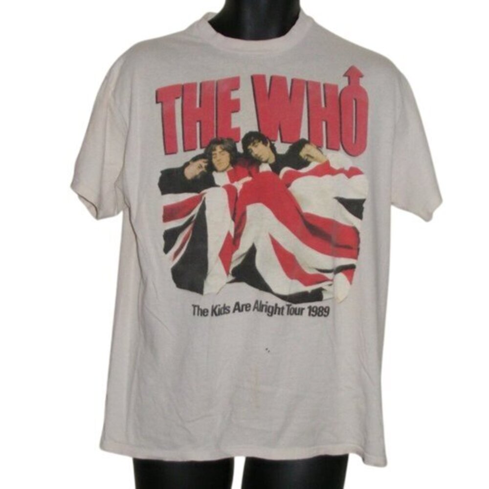 THE WHO Concert Tshirt, L/XL, White, 1989, 2 sided, The Kids Are Alright